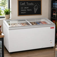 New Air - 71" Flat Glass Ice Cream Freezer with 6 Baskets - NIF-71-FG
