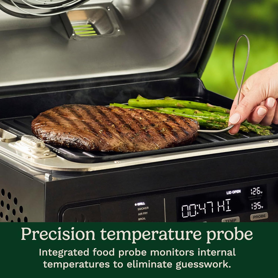 Cuisinart - FlavorBoost 8-in-1 Outdoor Electric BBQ Grill, Air Fryer & Portable Smoker - CEG-1302C