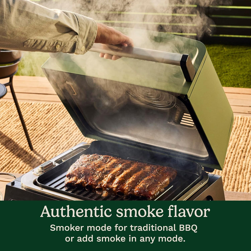 Cuisinart - FlavorBoost 8-in-1 Outdoor Electric BBQ Grill, Air Fryer & Portable Smoker - CEG-1302C