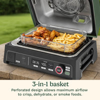 Cuisinart - FlavorBoost 8-in-1 Outdoor Electric BBQ Grill, Air Fryer & Portable Smoker - CEG-1302C