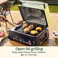 Cuisinart - FlavorBoost 8-in-1 Outdoor Electric BBQ Grill, Air Fryer & Portable Smoker - CEG-1302C