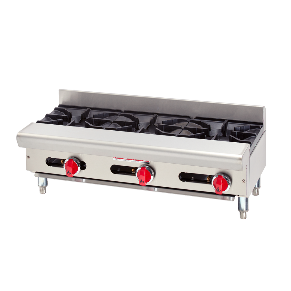 American Range - 36" Stainless Steel 3 Burner Countertop Hot Plate - ARSHP-36-3