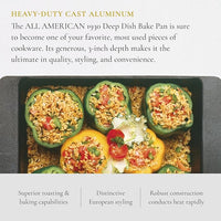 All American - 15.8" x 10.75" Olive Cast Aluminum Deep Dish Bake Pan - 6260AGR