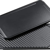 All American - 20.5" x 11.2" Cast Aluminum Black Double Burner Reversible Grill/Griddle - 3560A