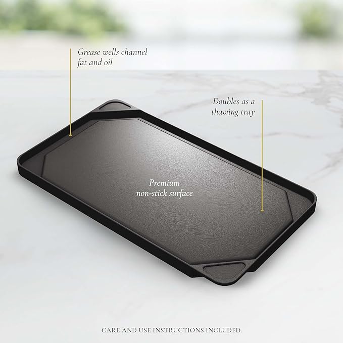 All American - 20.5" x 11.5" Aluminum Black Non-Stick Ultimate Griddle - 6050A