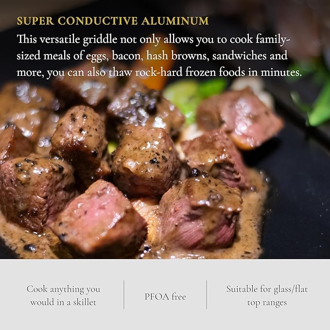 All American - 20.5" x 11.5" Aluminum Black Non-Stick Ultimate Griddle - 6050A