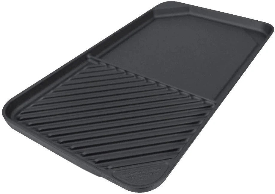 All American - 20.5" x 11.5" Black Cast Aluminum Side By Side Griddle/Grill - 6040A