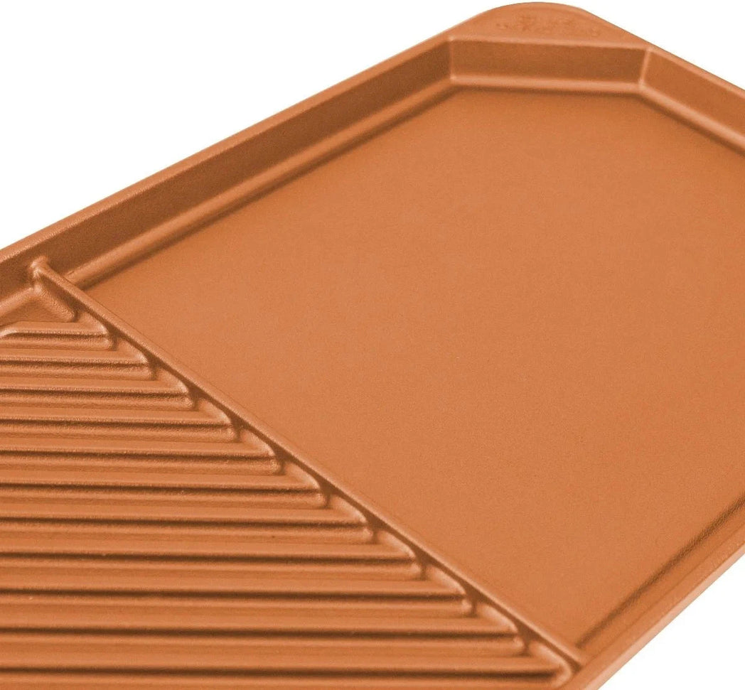 All American - 20.5" x 11.5" Copper Aluminum Side By Side Griddle/Grill - 6040AOR