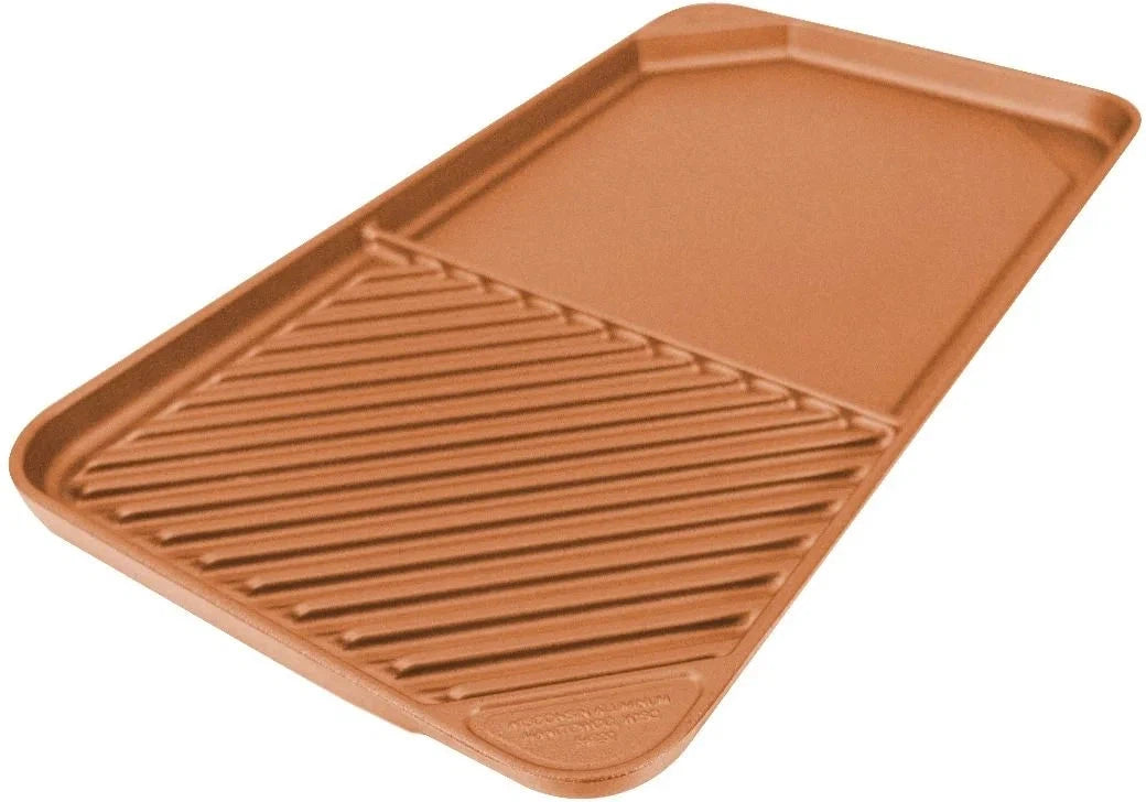 All American - 20.5" x 11.5" Copper Aluminum Side By Side Griddle/Grill - 6040AOR