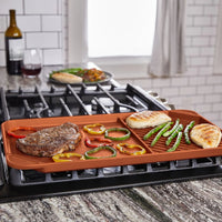 All American - 20.5" x 11.5" Copper Aluminum Side By Side Griddle/Grill - 6040AOR