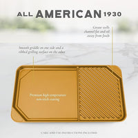 All American - 20.5" x 11.5" Elote Aluminum Side By Side Griddle/Grill - 6040AYL