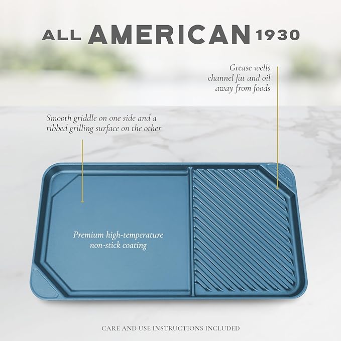 All American - 20.5" x 11.5" Mars Cast Aluminum Side By Side Griddle/Grill - 6040ABL