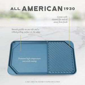All American - 20.5" x 11.5" Mars Cast Aluminum Side By Side Griddle/Grill - 6040ABL