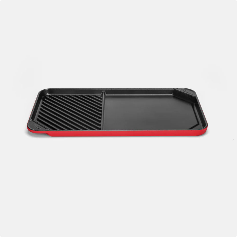 All American - 20.5" x 11.5" Red Tomato Aluminum Side By Side Griddle/Grill - 6040ARD