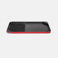 All American - 20.5" x 11.5" Red Tomato Aluminum Side By Side Griddle/Grill - 6040ARD