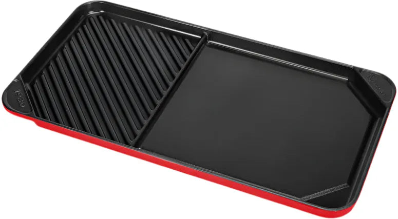 All American - 20.5" x 11.5" Red Tomato Aluminum Side By Side Griddle/Grill - 6040ARD