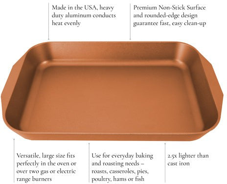 All American - 20.5" x 13" Mars Cast Aluminum Non-Stick Roast & Bake Pan - 5250ABL