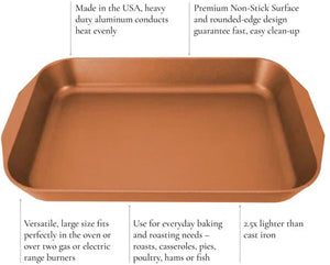 All American - 20.5" x 13" Olive Cast Aluminum Non-Stick Roast & Bake Pan - 5250AGR