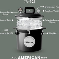All American - 21.5 QT Black Onyx Pressure Canner / Pressure Cooker - 921BLK