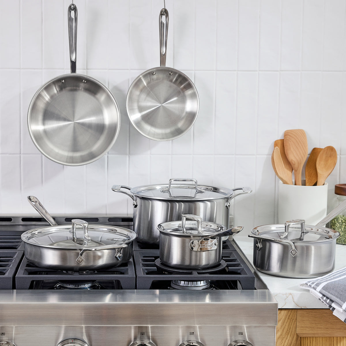 All-Clad - 10 PC D5 Brushed Stainless Steel Cookware Set - BD005710-R