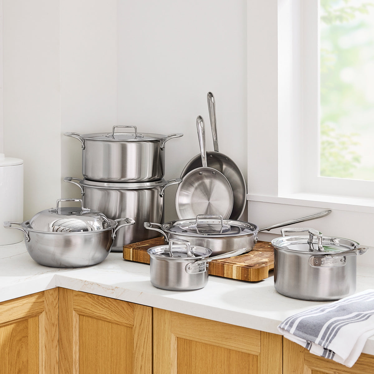 All-Clad - 10 PC D5 Brushed Stainless Steel Cookware Set - BD005710-R