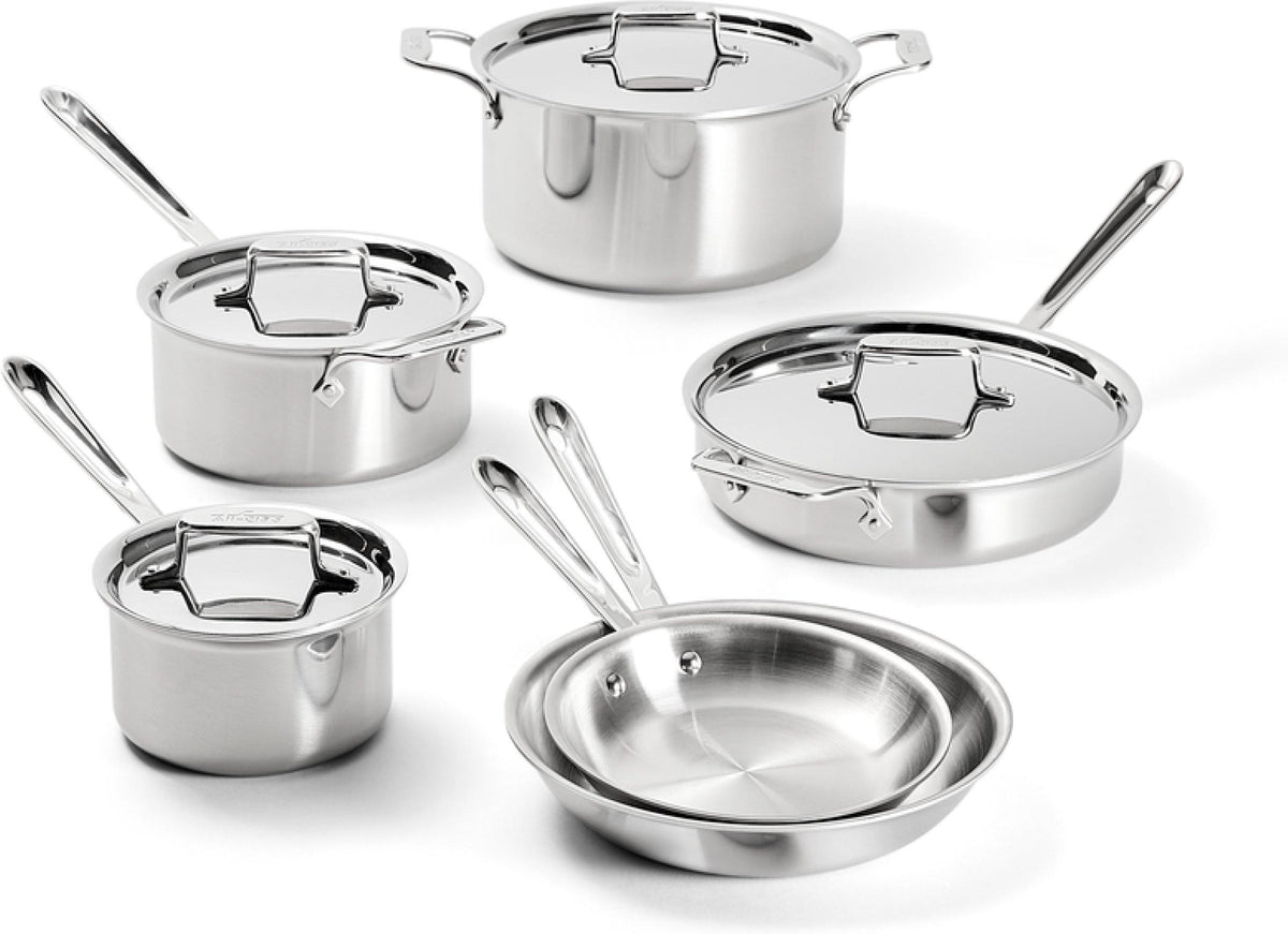 All-Clad - 10 PC D5 Brushed Stainless Steel Cookware Set - BD005710-R