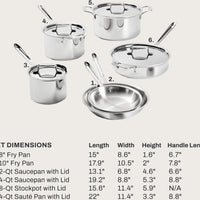All-Clad - 10 PC D5 Polished Cookware Set - SD501010-R