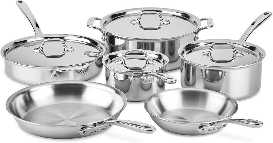 All-Clad - 10 Piece G5 Graphite Core Pots and Pans Cookware Set - GR0010