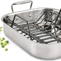 All-Clad - 11 x 14 inch Small Stainless Steel Roaster with Rack - E7522S54