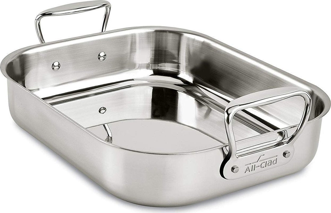 All-Clad - 11 x 14 inch Small Stainless Steel Roaster with Rack - E7522S54