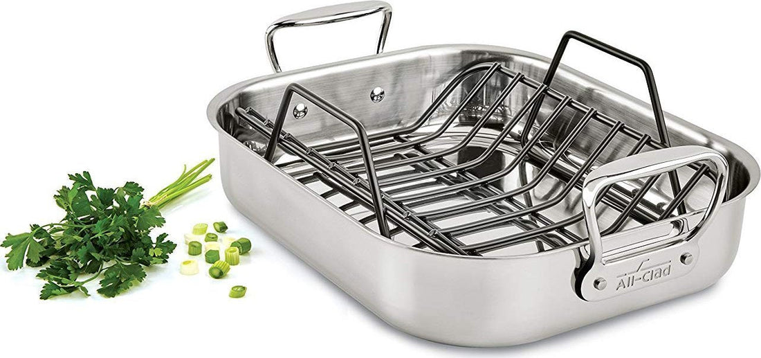All-Clad - 11 x 14 inch Small Stainless Steel Roaster with Rack - E7522S54