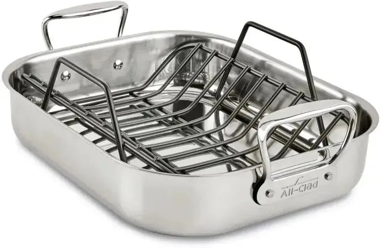 All-Clad - 11 x 14 inch Small Stainless Steel Roaster with Rack - E752S264