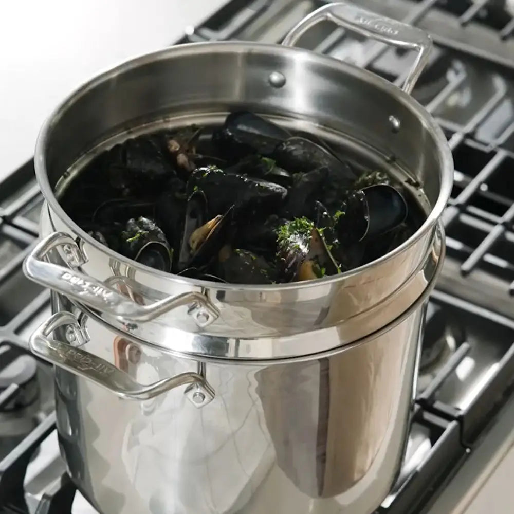All-Clad - 12 QT Simply Strain Stainless Steel Multipot with Insert and Lid - E743S274