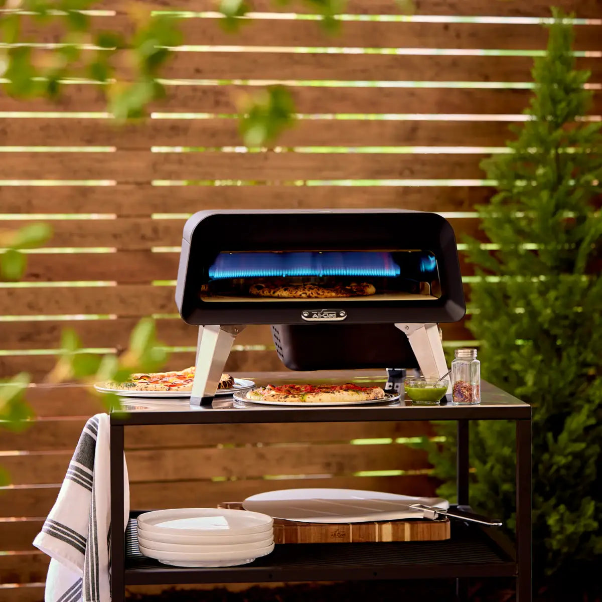 All-Clad - 16" Outdoor Rotating Stone Gas Pizza Oven - JM420
