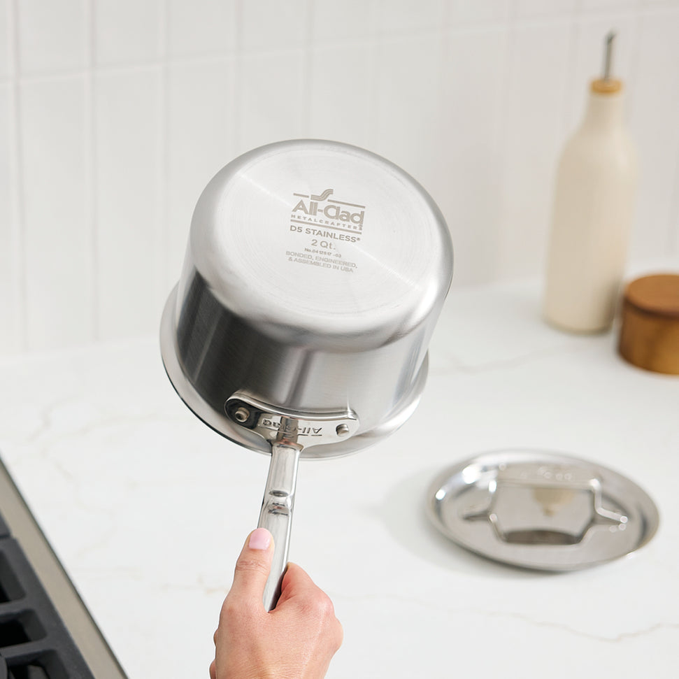 All-Clad - 1.5 QT D5 Brushed Saucepan With Lid - BD552015