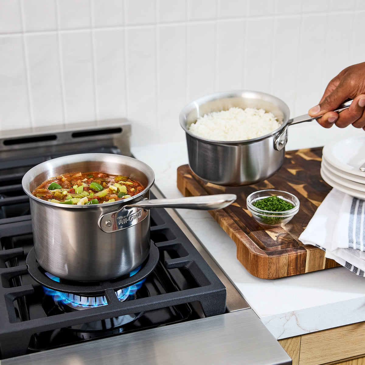 All-Clad - 1.5 QT D5 Brushed Saucepan With Lid - BD552015