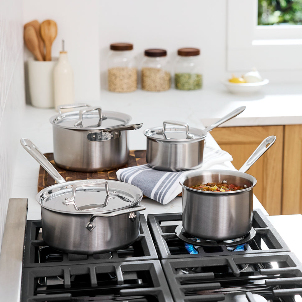 All-Clad - 1.5 QT D5 Brushed Saucepan With Lid - BD552015