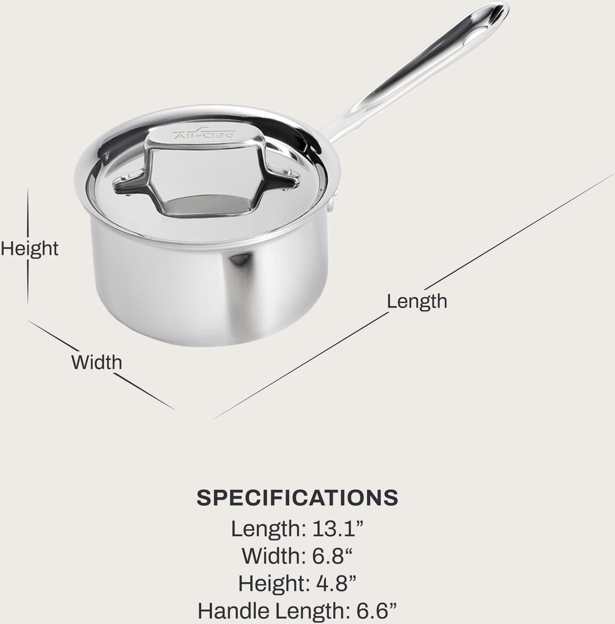All-Clad - 1.5 QT D5 Polished 5-ply Bonded Saucepan with Lid - SD552015
