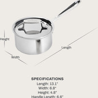 All-Clad - 1.5 QT D5 Polished 5-ply Bonded Saucepan with Lid - SD552015