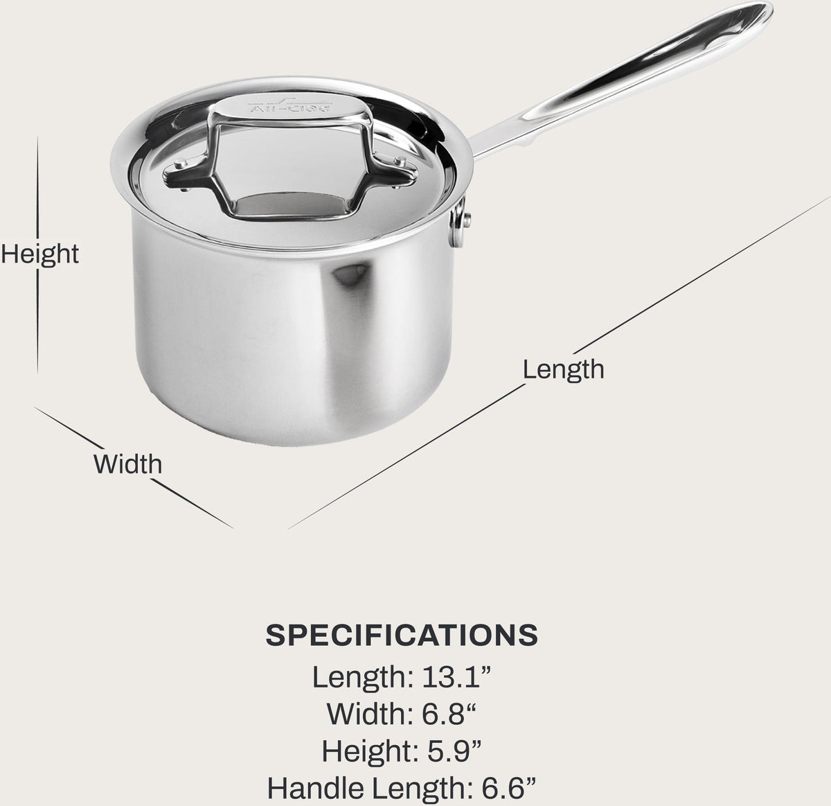 All-Clad - 2 QT D5 Polished 5-ply Bonded Saucepan with Lid - SD55202