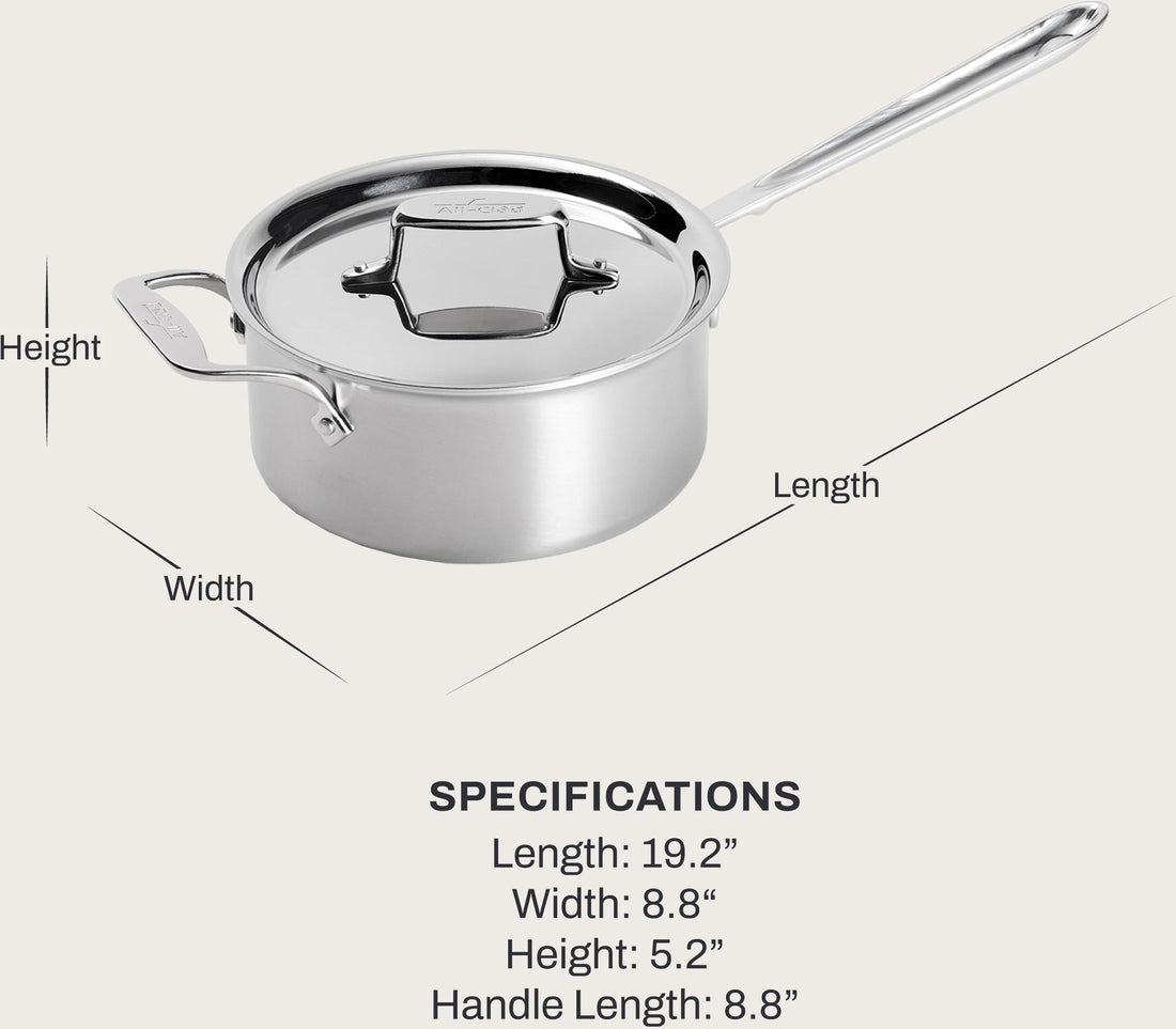 All-Clad - 3 QT D5 Brushed Saucepan With Loop Handle & Lid - BD55203