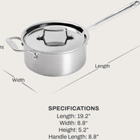 All-Clad - 3 QT D5 Brushed Saucepan With Loop Handle & Lid - BD55203