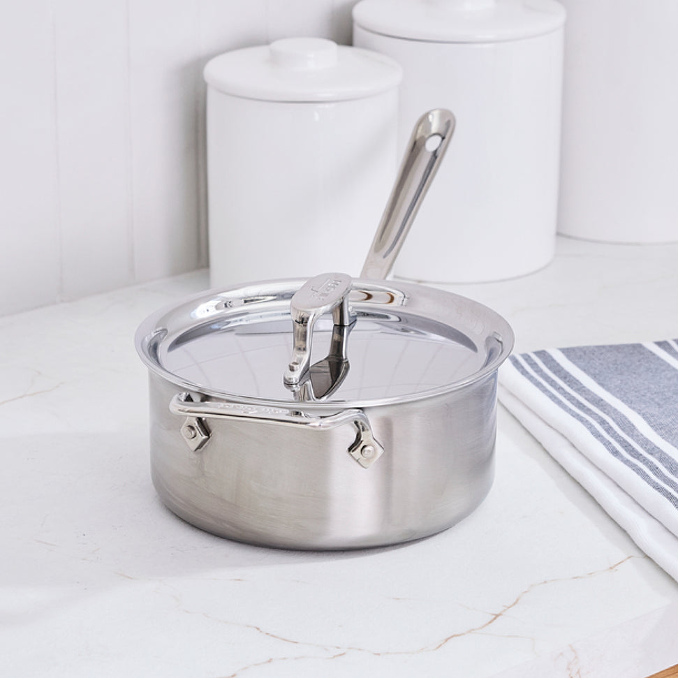 All-Clad - 3 QT D5 Brushed Saucepan With Loop Handle & Lid - BD55203