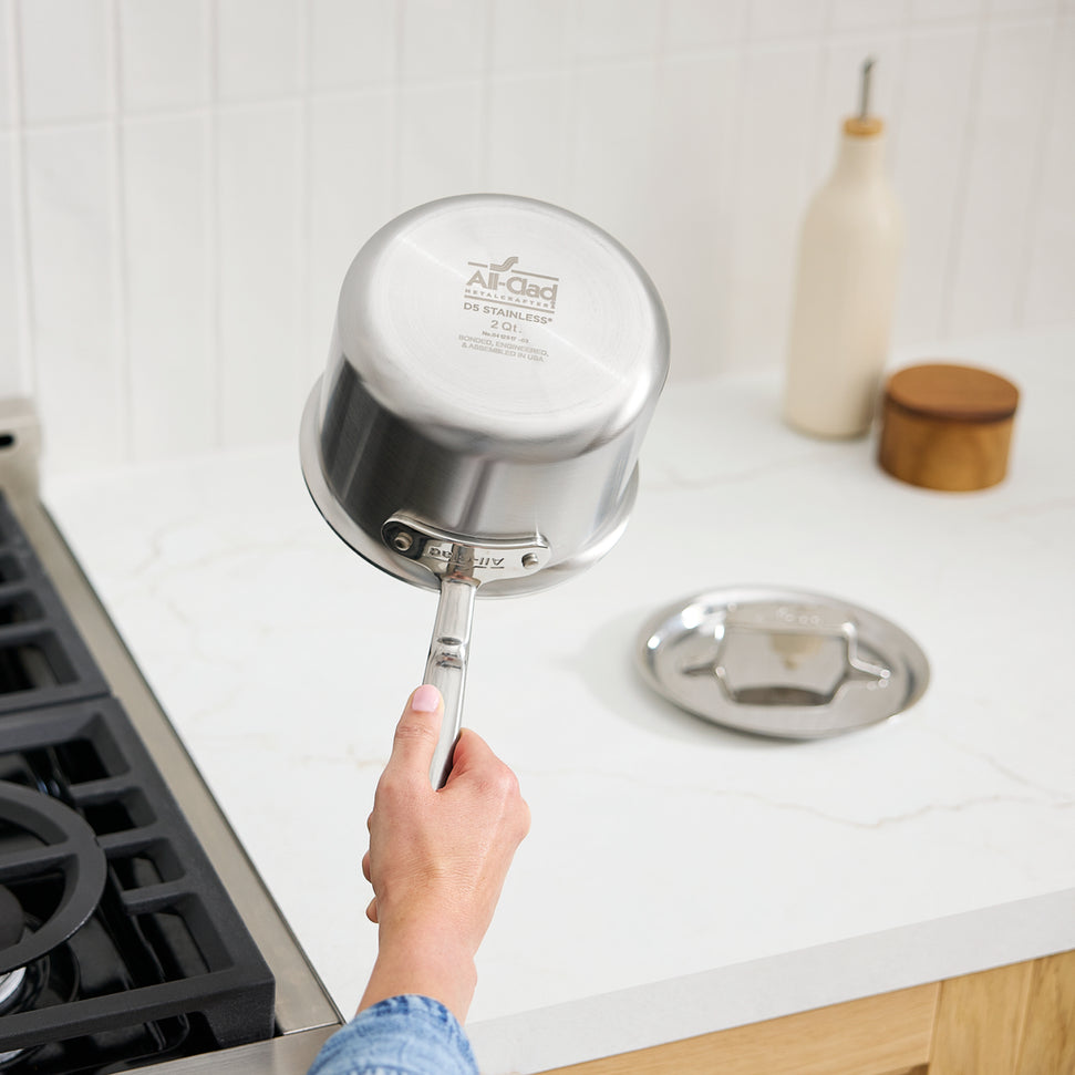 All-Clad - 3 QT D5 Brushed Saucepan With Loop Handle & Lid - BD55203