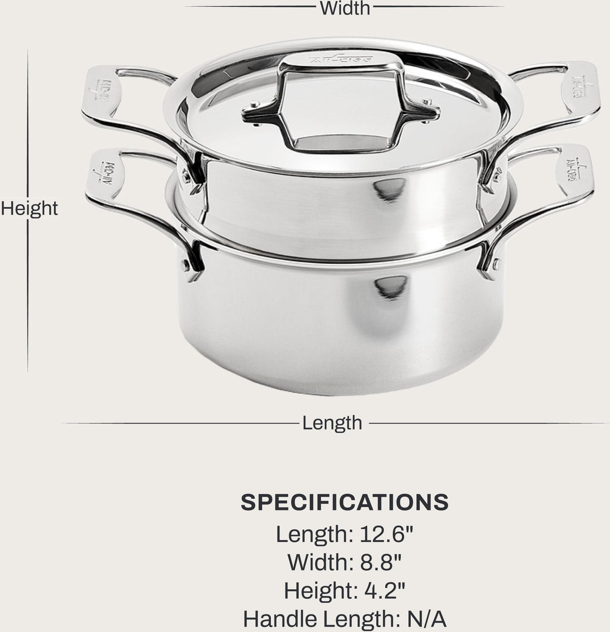 All-Clad - 3 QT D5 Polished Casserole With Lid & Steamer - SD55303 W/ST(2)