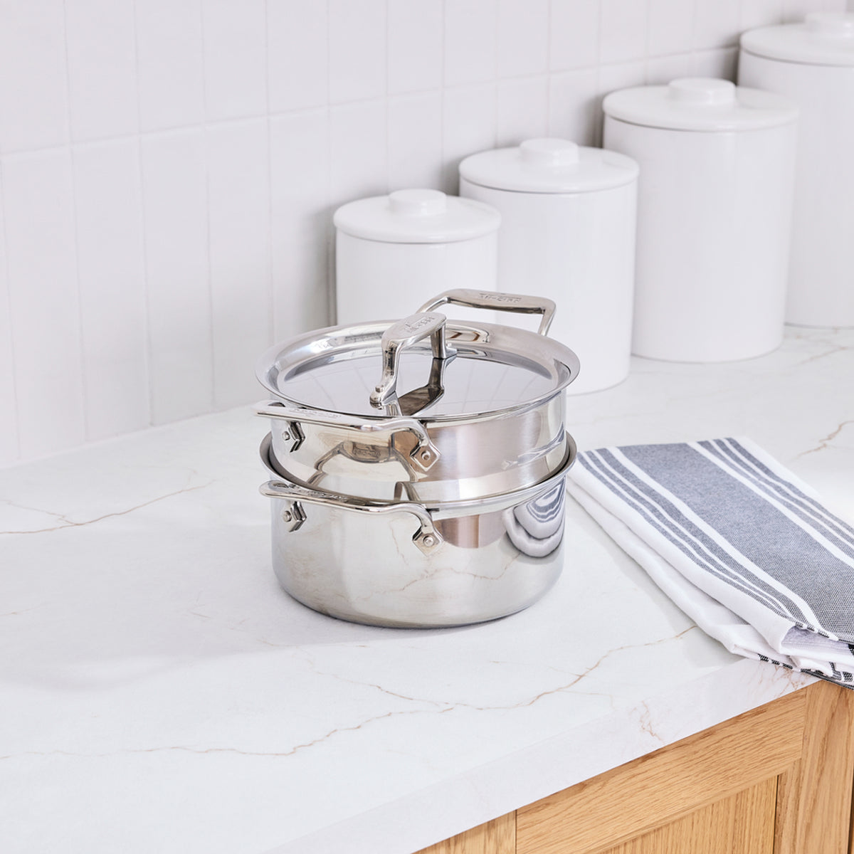 All-Clad - 3 QT D5 Polished Casserole With Lid & Steamer - SD55303 W/ST(2)
