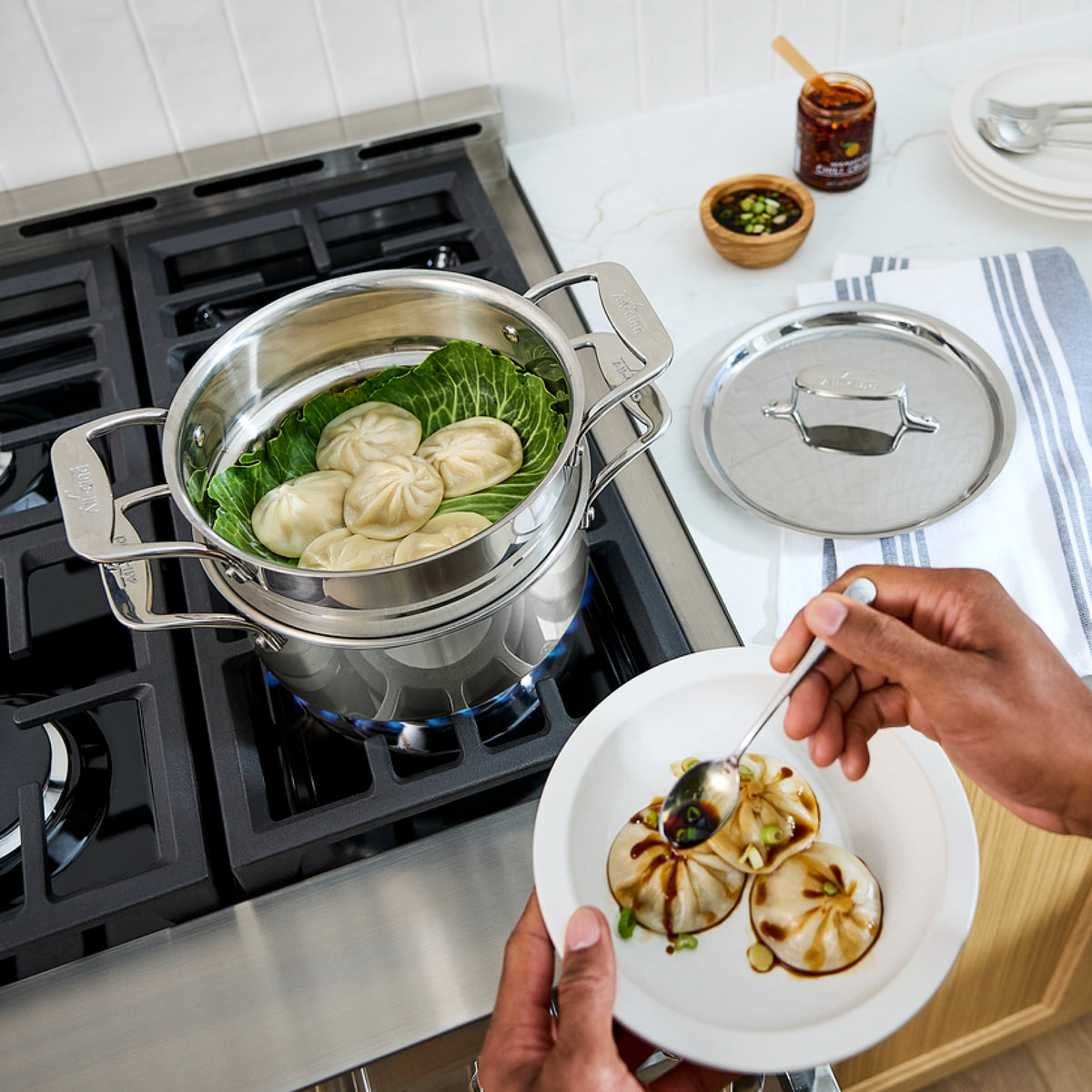 All-Clad - 3 QT D5 Polished Casserole With Lid & Steamer - SD55303 W/ST(2)