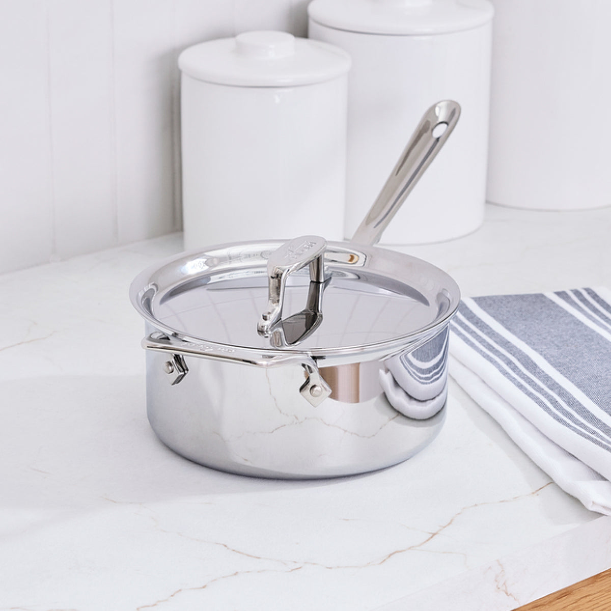 All-Clad - 3 QT D5 Polished Saucepan With Lid - SD55203