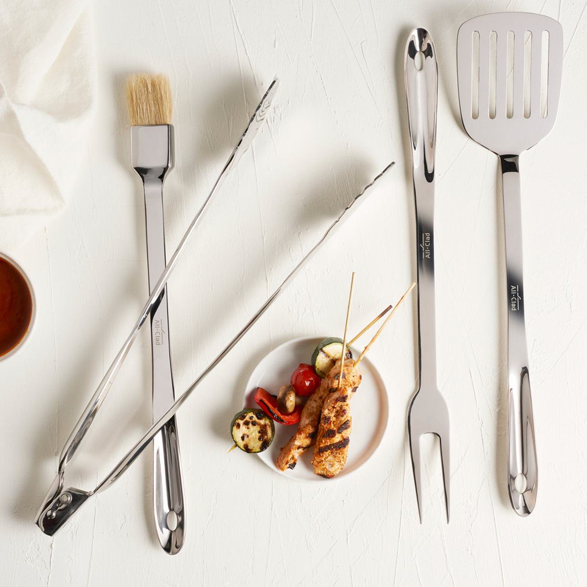 All-Clad - 4 PC Stainless Steel BBQ Tool Set with Case - T147