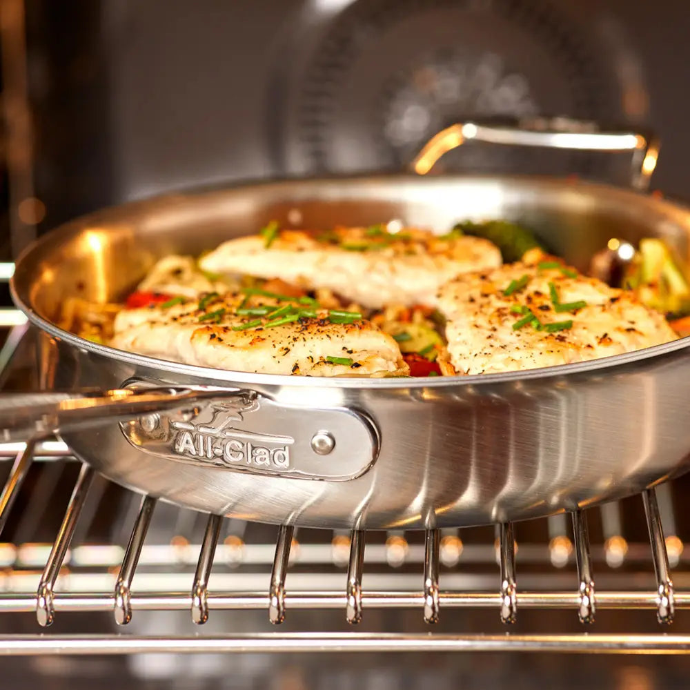 All-Clad - 4 QT D5 Brushed Stainless Steel Weeknight Pan with Lid - BD5540464